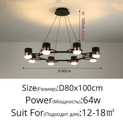 Rotatable spotlight chandelier at 31.5 in width with eight heads