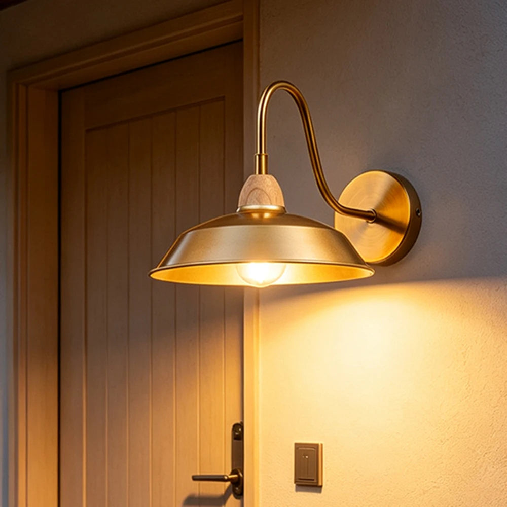 outdoor wall sconce, front view on white background