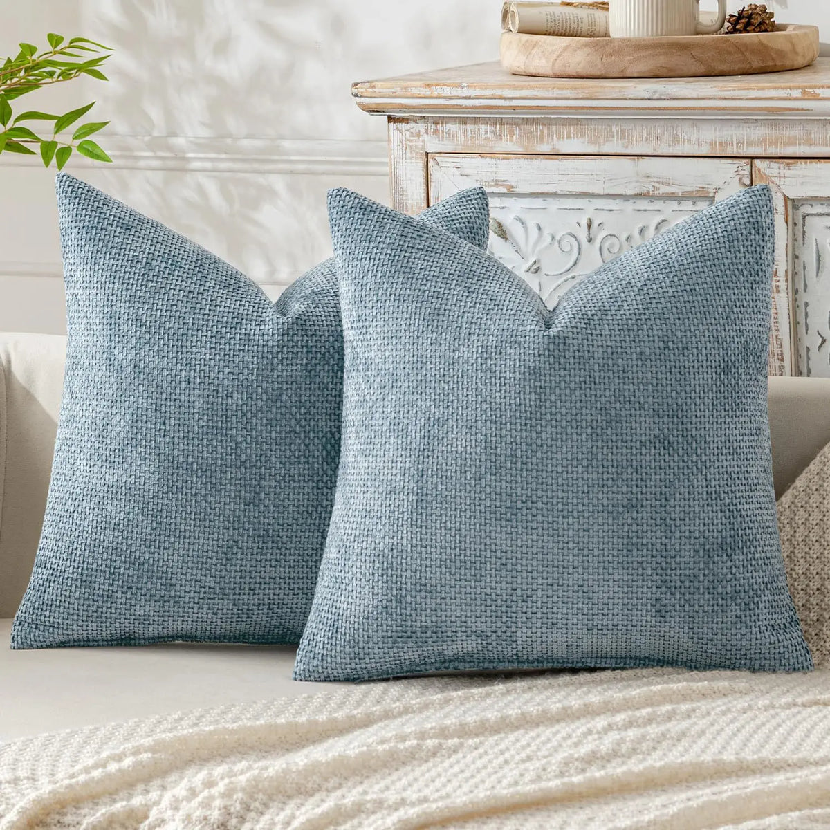 Cross-Stitch Chenille Pillow Cover