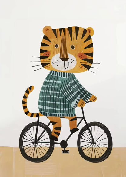 Cute Skateboard Animals Kids Canvas Wall Art Print