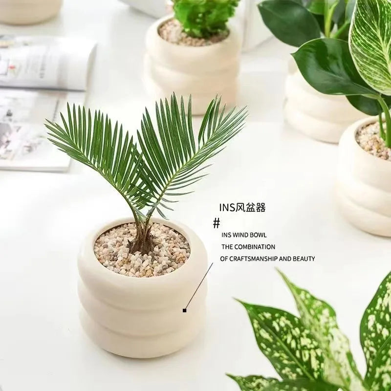 Simple ceramic desktop vase with silver finish for home office