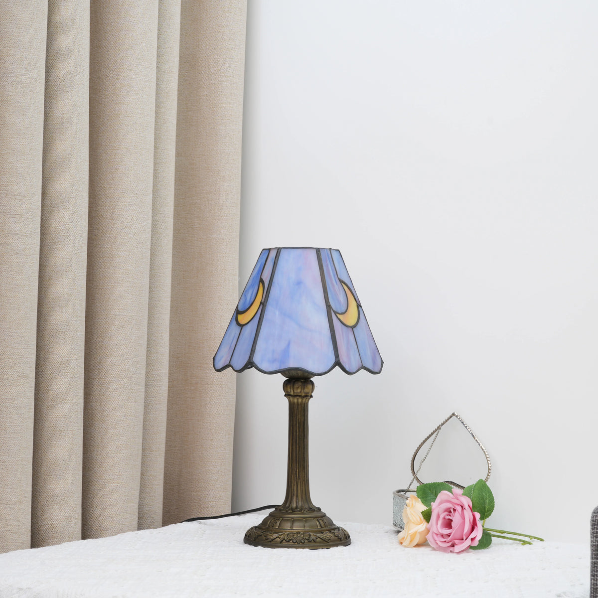 Stained glass purple table lamp EU UK AU US plug variants