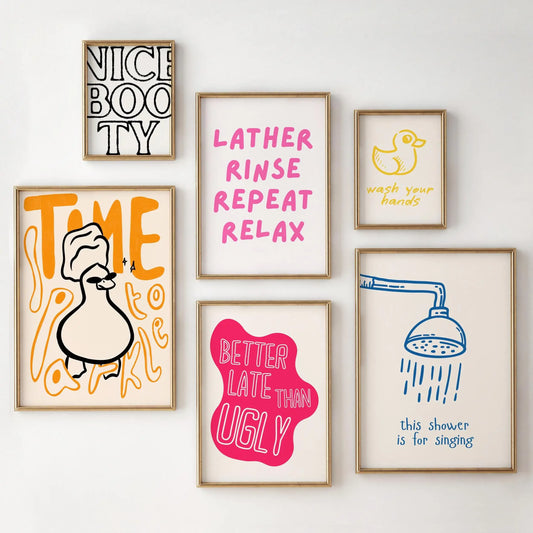 Funny Shower Duck Quote Bathroom Canvas Wall Art