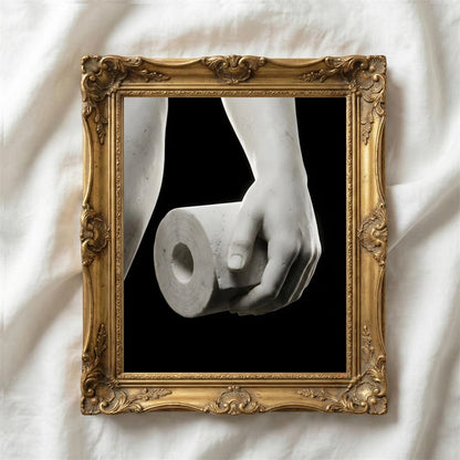Altered Statue Humorous Bathroom Canvas Wall Art