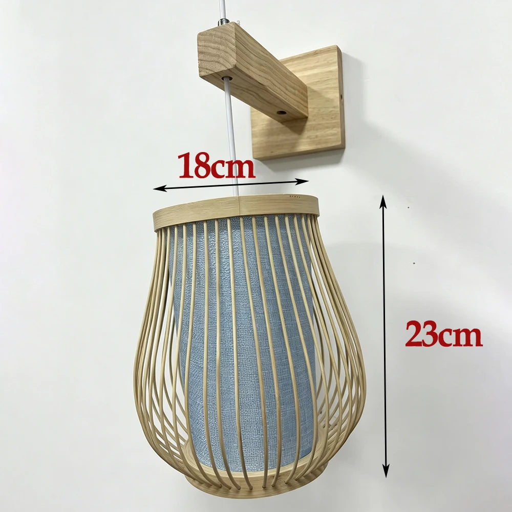 Japanese Retro Bamboo Rattan Wall Sconce