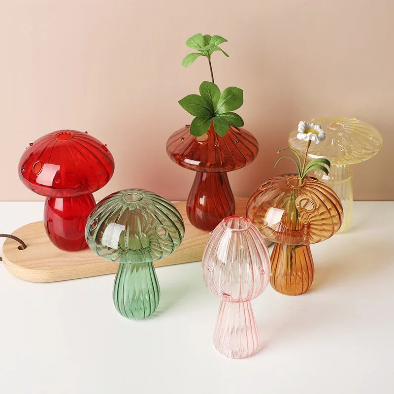 Brown umbrella plastic jelly vase with single flower inside