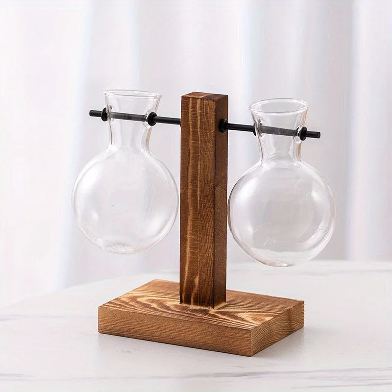 Set of vintage-style glass planters in warm tones for boho home decor