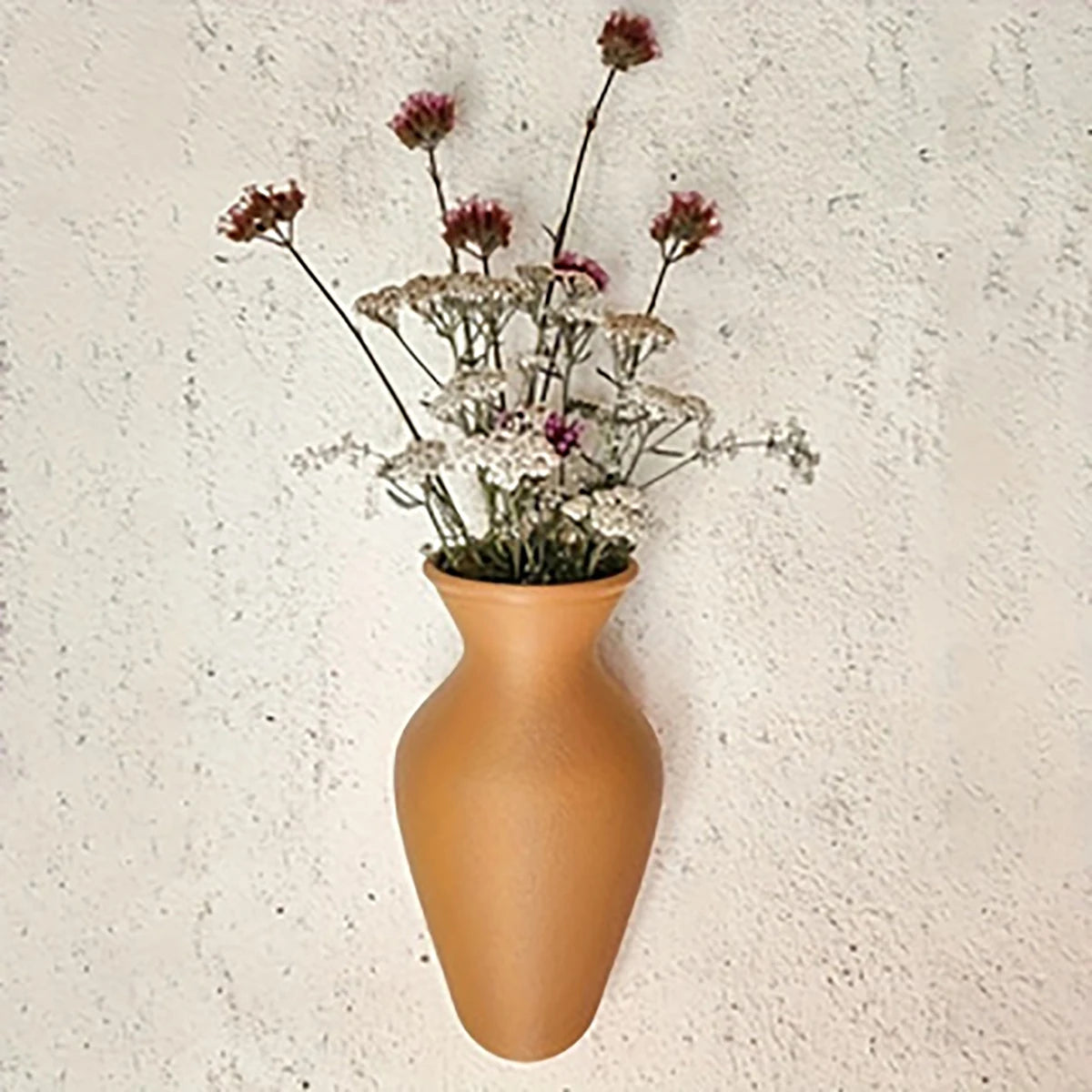 Retro wall mounted vase art style dried flower arrangement display