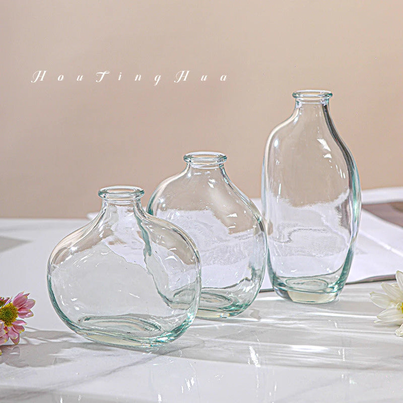 Brown glass vase with plant arrangement rustic home decor