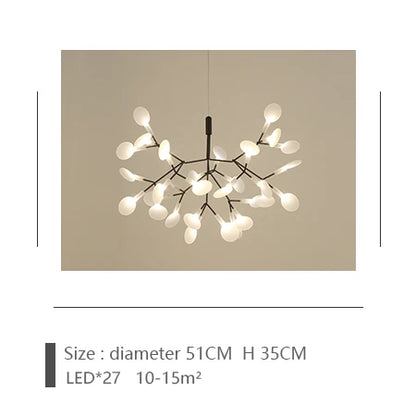 Heracleum style chandelier at 38.6 in across on a black iron frame