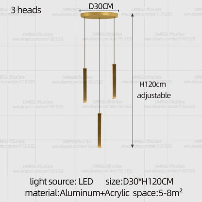 Polished steel finished rod chandelier with integrated LED light