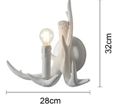 Four light antler chandelier in white with clear glass shade tips