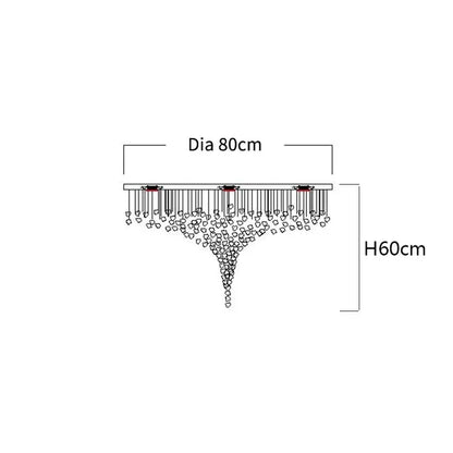 Red stone crystal chandelier in cold white light, 90 to 260V