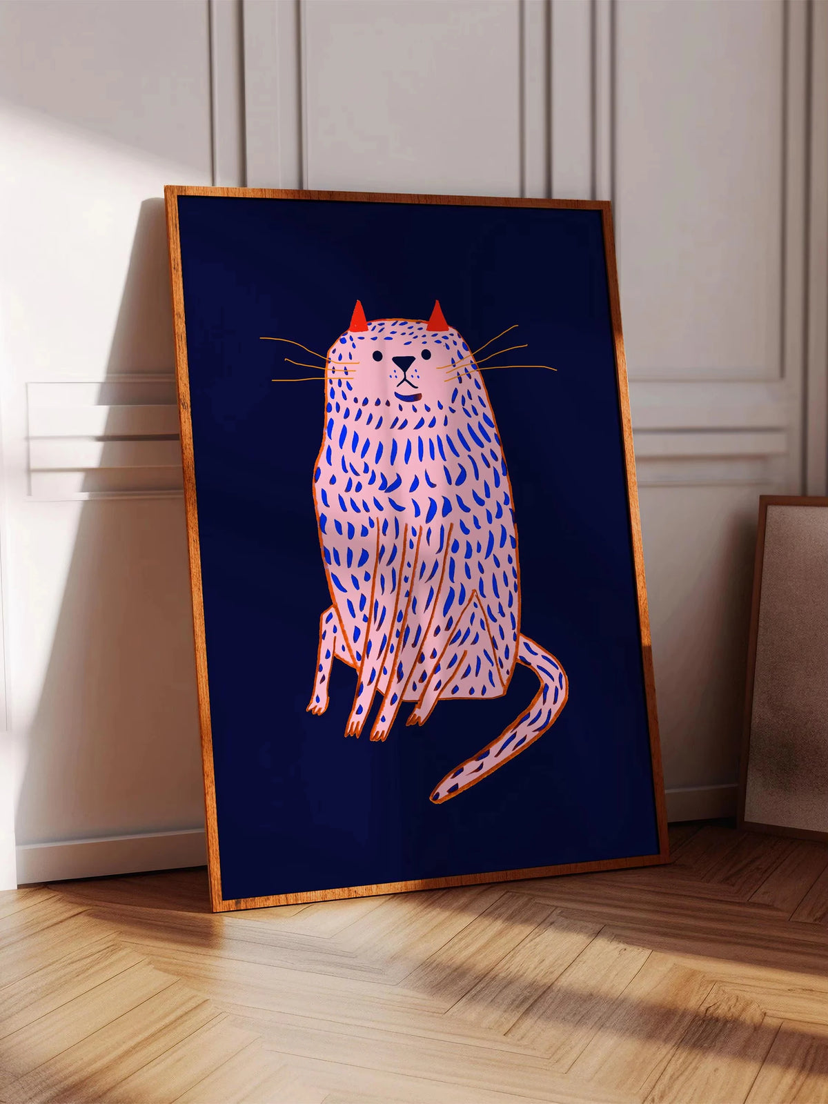 Abstract Whimsical Cat Canvas Wall Art Print