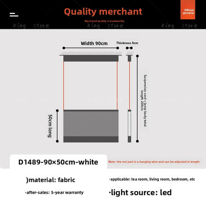 Cord hung fabric chandelier with LED bulbs included, 90 to 260V