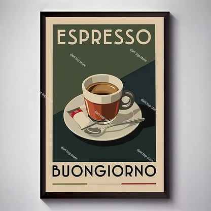 Coffee Lover Cartoon Animal Canvas Wall Art