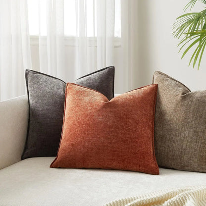 Solid Chenille Throw Pillow Cover — styling detail