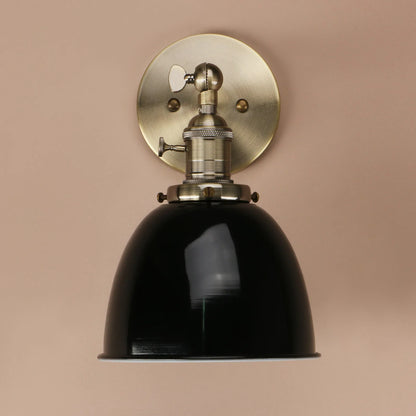 Matte Black Metal Dome Wall Sconce