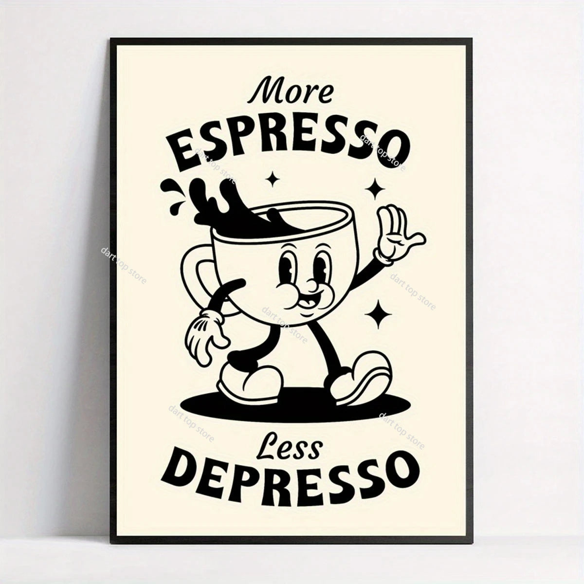 Coffee Lover Cartoon Animal Canvas Wall Art
