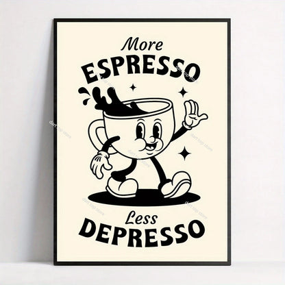 Coffee Lover Cartoon Animal Canvas Wall Art