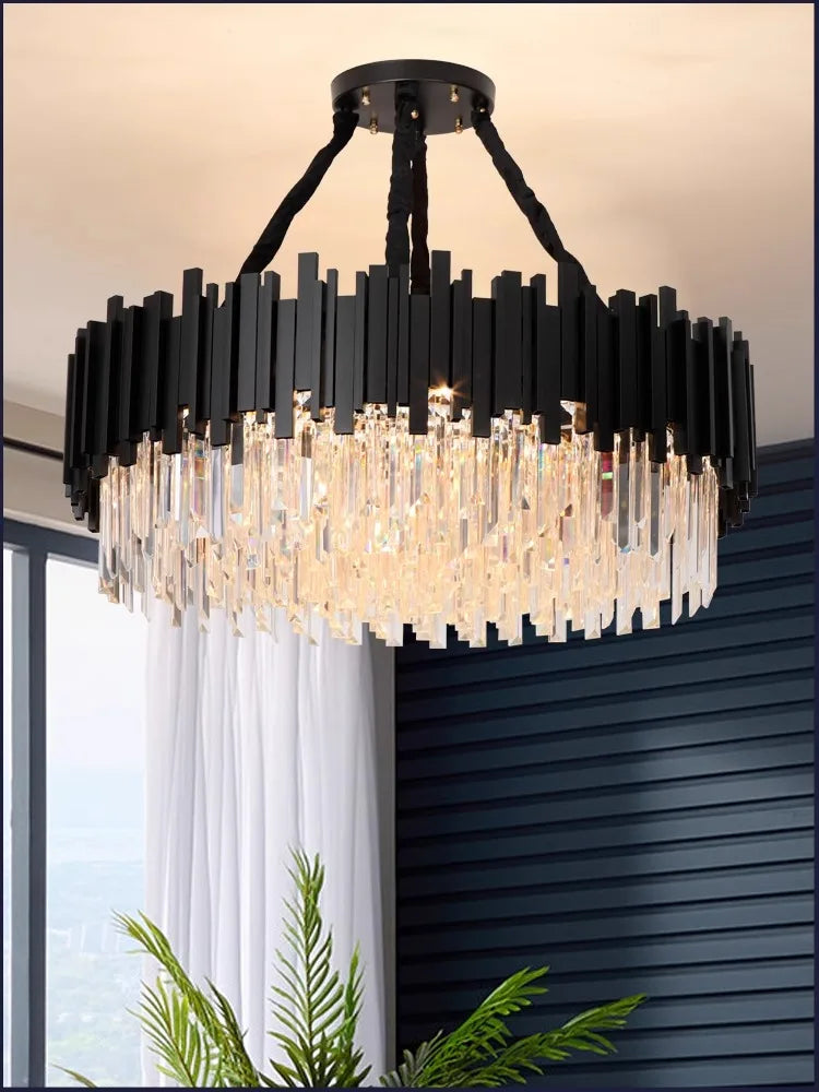 Two layer crystal chandelier at 31.5 in diameter in a gold finish