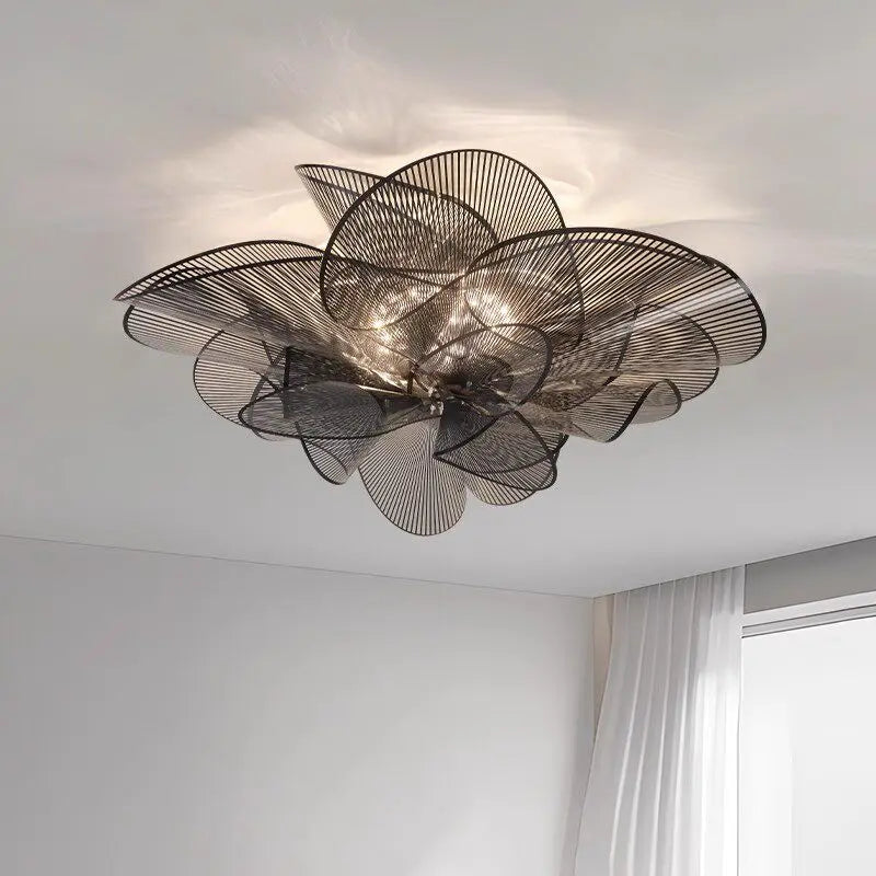 Petal PVC ceiling chandelier with curved painted panels in white
