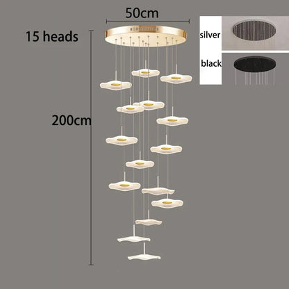 Thirty five head cascade chandelier with a 137.8 in (350 cm) drop