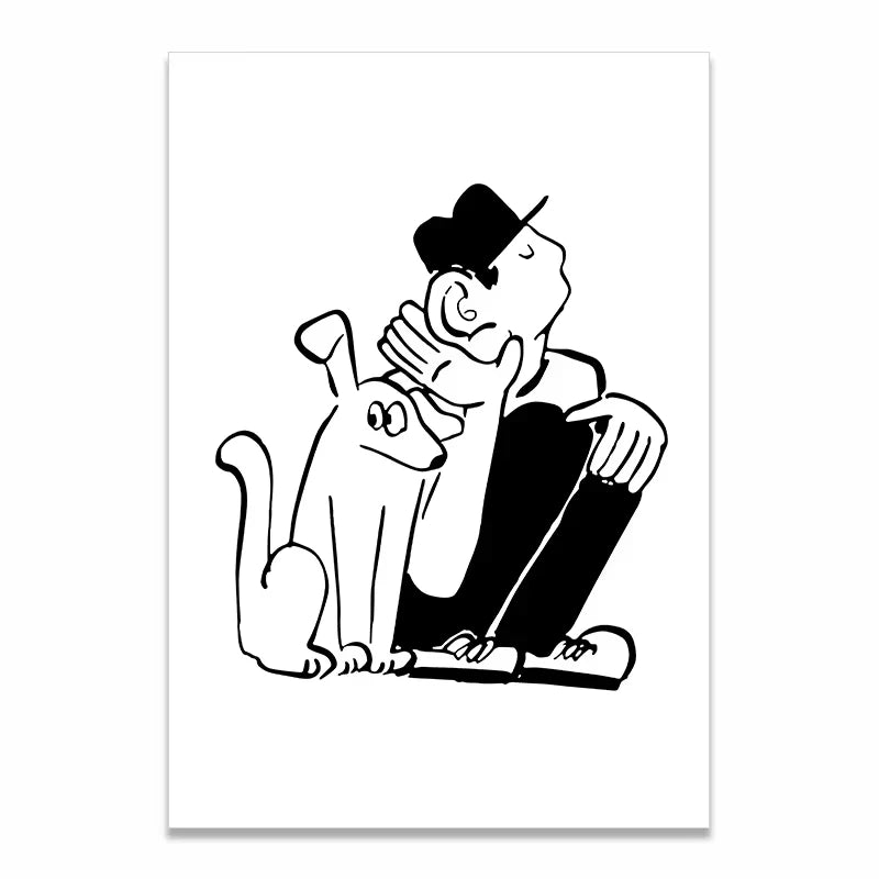 Korean Minimalist Anime Couple Canvas Wall Art