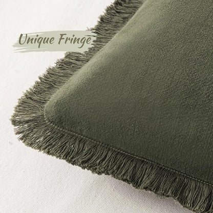 Linen Tassel Lumbar Pillow Cover — styling detail