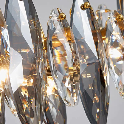 Oval crystal chandelier at 35.4 in length with included LED bulbs