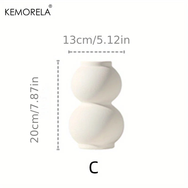 All five styles of Nordic ceramic hollow ring vases in flat-lay arrangement