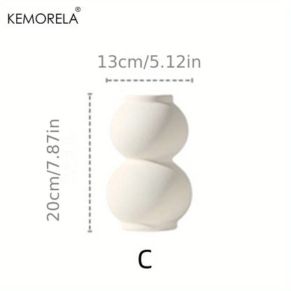 All five styles of Nordic ceramic hollow ring vases in flat-lay arrangement