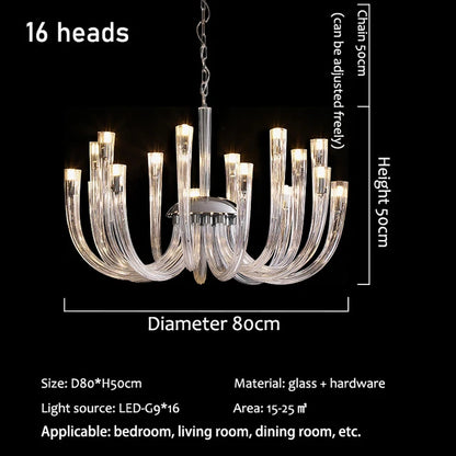 Post modern glass chandelier rated for 90 to 260V with LED bulbs