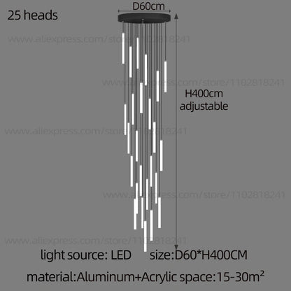 Three head strip chandelier, 7.9 in across, with a 47.2 in drop