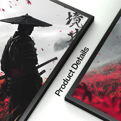 Japanese Samurai Warrior Abstract Canvas Wall Art
