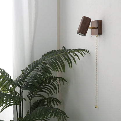 walnut wood wall sconce, side profile showing mounting depth
