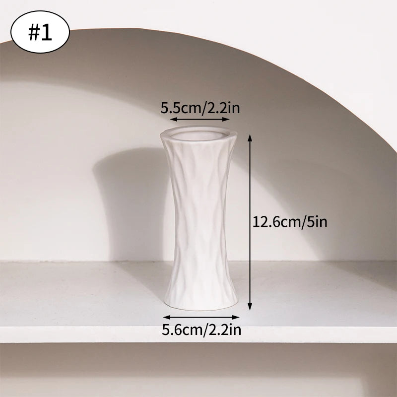 White Nordic Ceramic Flower Vase