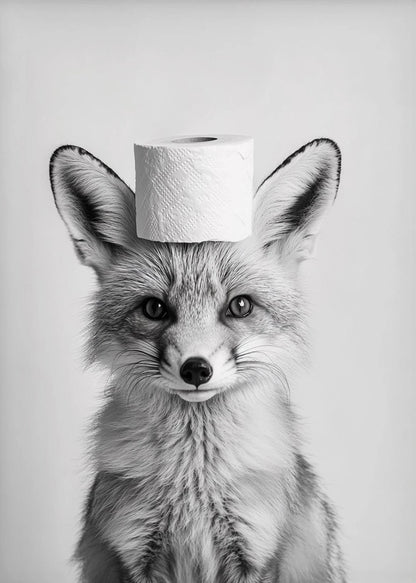 Funny Bathroom Animals Toilet Paper Canvas Wall Art