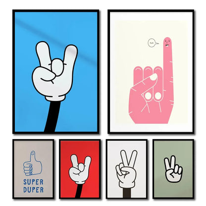 Retro Rock Hand Graphic Canvas Wall Art