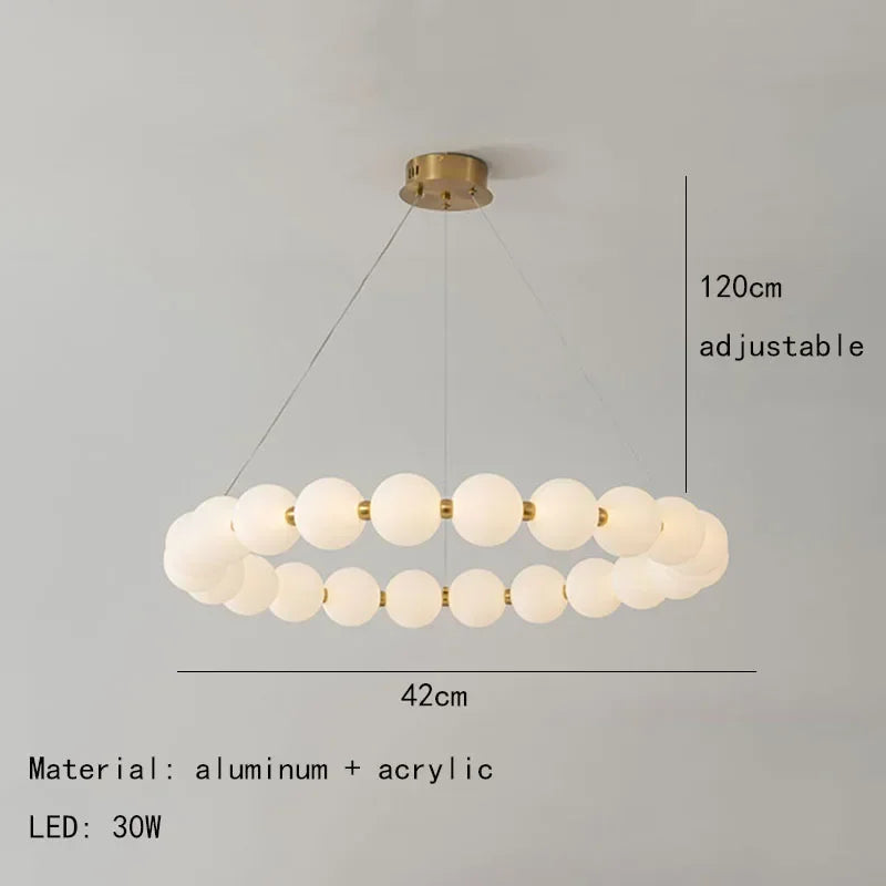 Polished chrome bead chandelier with assembly required and E27 fittings