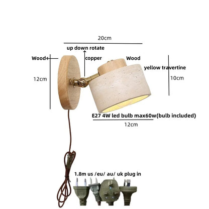 Vintage Travertine Pull Chain Wall Sconce