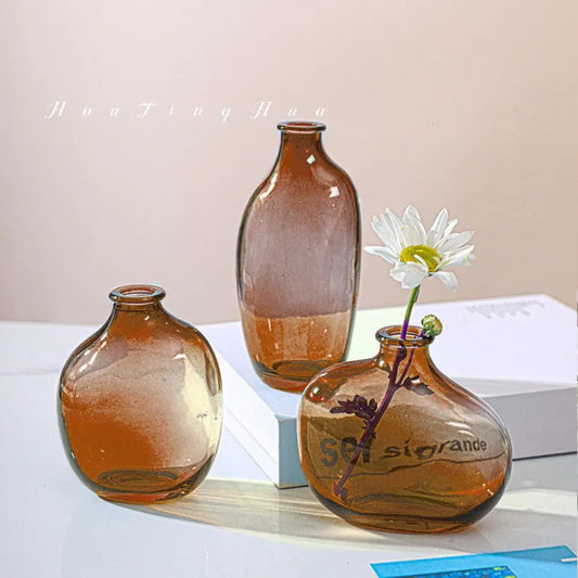 Mini gradient glass flower vase for hydroponic display home décor