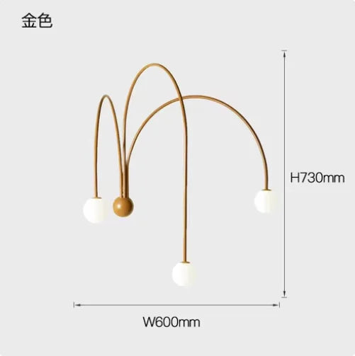 Frosted globe chandelier with iron arc and non dimmable LED fittings