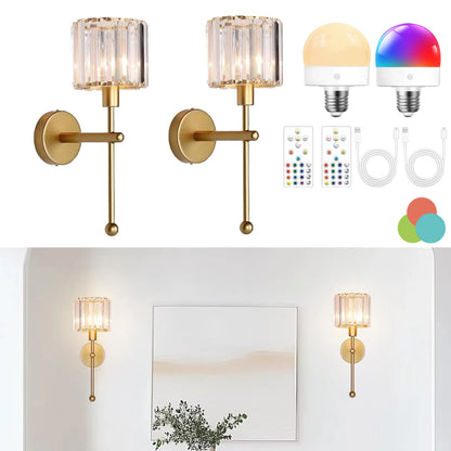 Rechargeable Crystal Dimmable Plug-In Wall Sconce