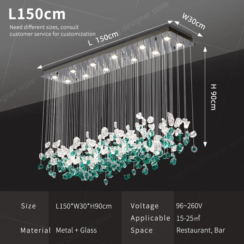 Green Stone Glass Chandelier