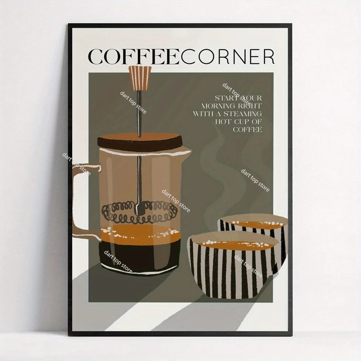 Coffee Lover Cartoon Animal Canvas Wall Art