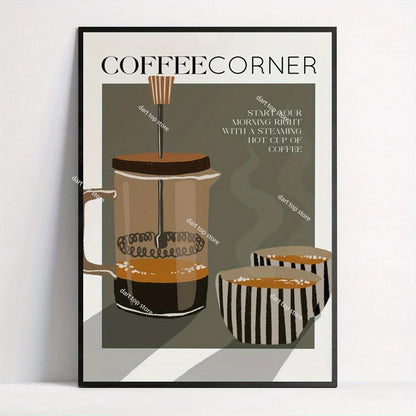 Coffee Lover Cartoon Animal Canvas Wall Art