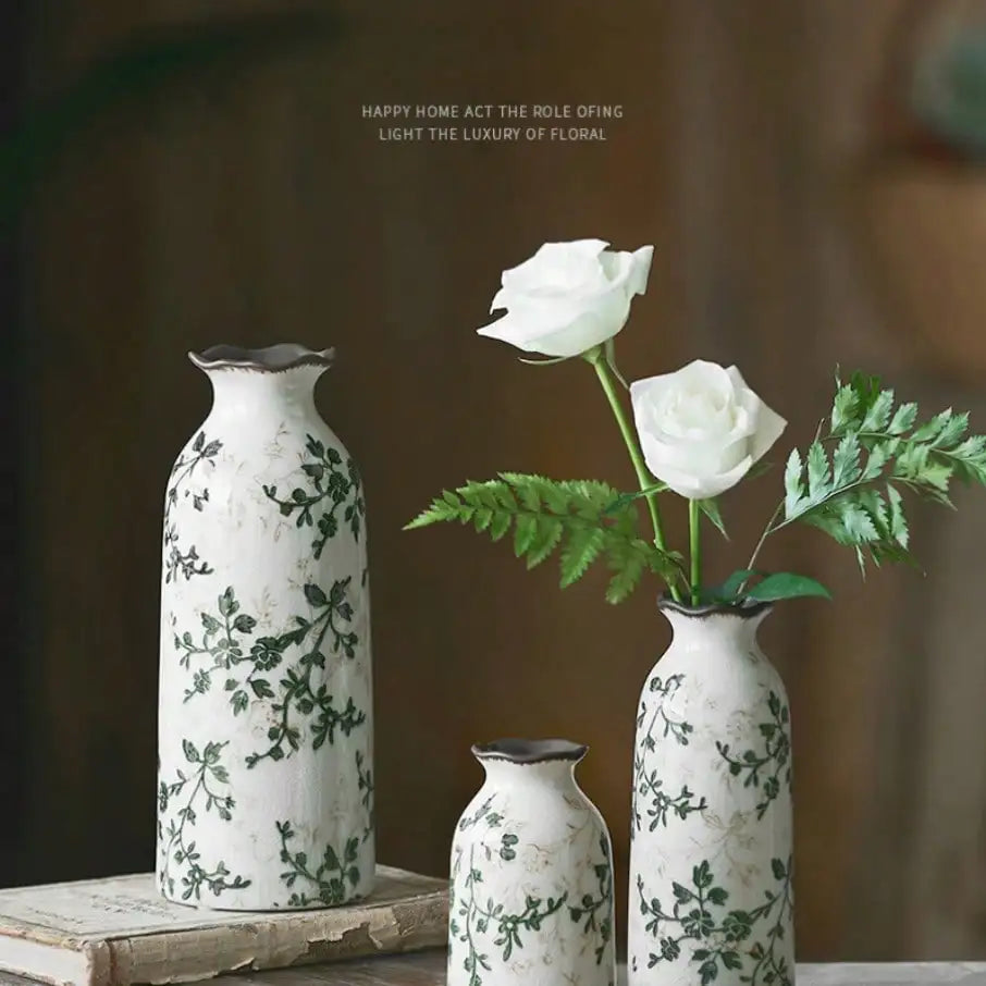 Crackle ceramic flower vase in multiple sizes for table décor