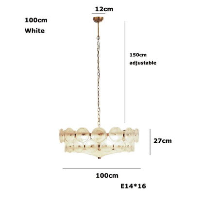 Orange and white glass chandelier at 31.5 in across, assembly required