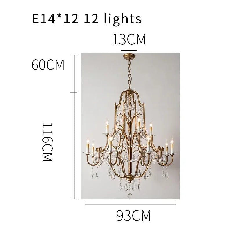 Vintage chandelier with crystal shades facing both up and down